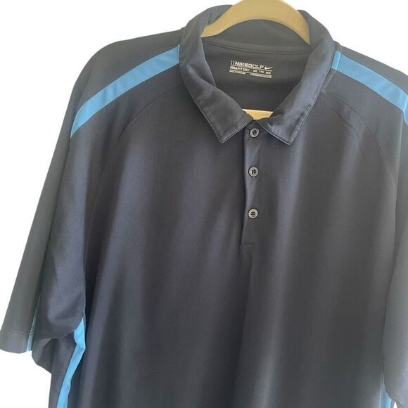 Nike Golf Navy Blue Side Stripe Fit Dry Polo Shirt Men’s Sz XXL 2XL Short Sleeve - Picture 2 of 5